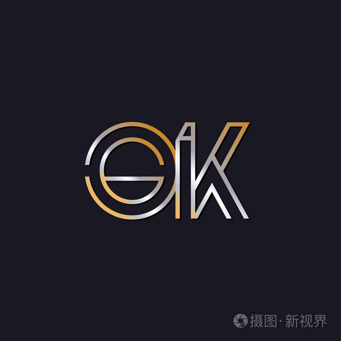 在深色背景上的初始字母 ok 徽标