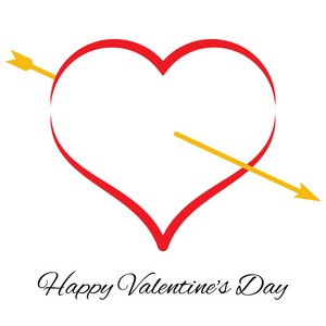 红色的心与箭。情人节浪漫爱情的象征
