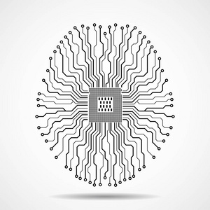 抽象的技术脑。Cpu。电路板。矢量