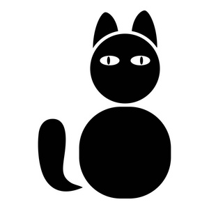 Cat 图标黑色插图平面样式简单图像
