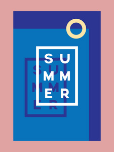 夏季海报或卡片矢量模板与游泳池和排版