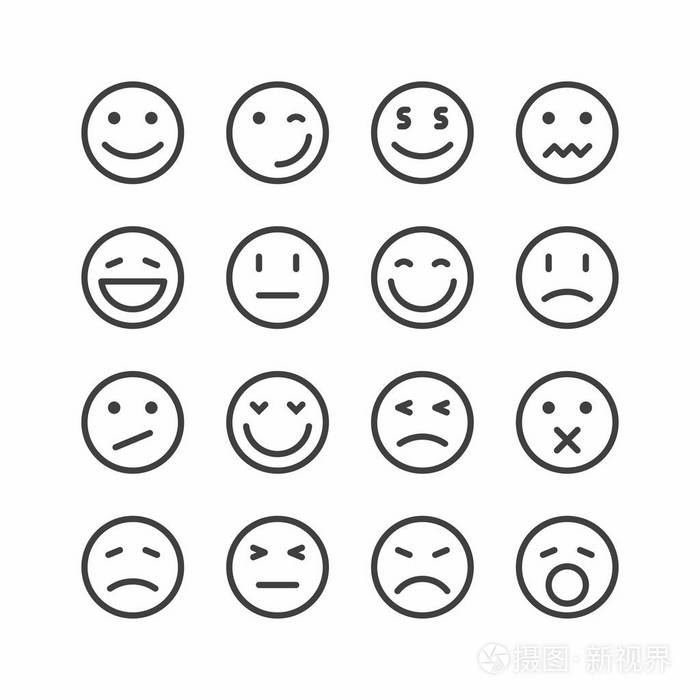图释图标, 一组笑脸 emoji 表情面孔