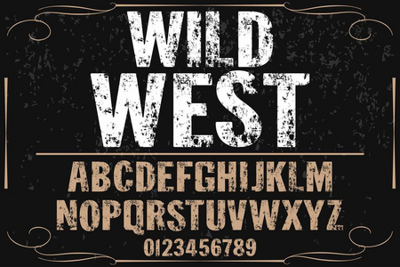 复古字体手工载体命名为狂放的西部