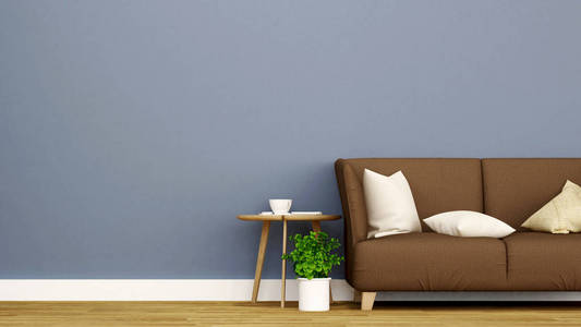 客厅和空空间为公寓或咖啡馆的艺术品室内设计3d 渲染