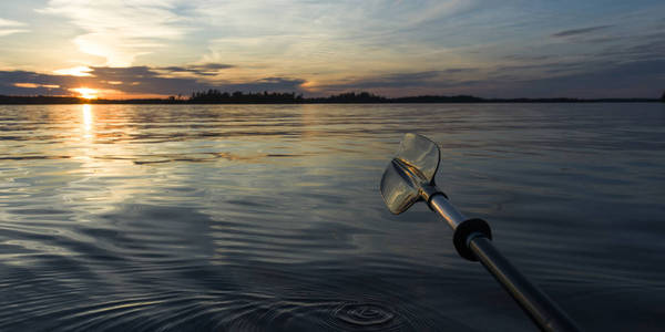 桨的特写, 森林的湖, 安大略, 加拿大