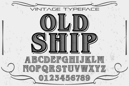 老式字体字母表手工载体老船