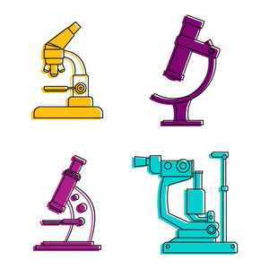 显微镜图标集, 颜色轮廓样式