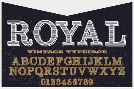 老式字体字样手工制作的向量命名为皇家