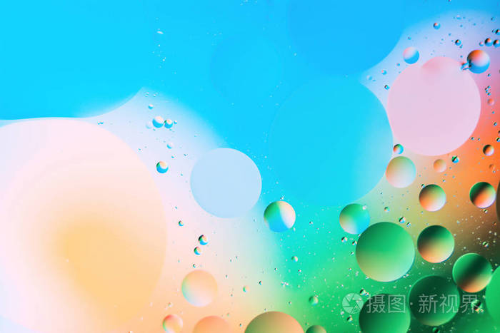 混合水和油, 美丽的颜色抽象背景基于圆和椭圆形