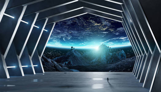 巨型霍尔飞船内部3d 渲染元素的图像