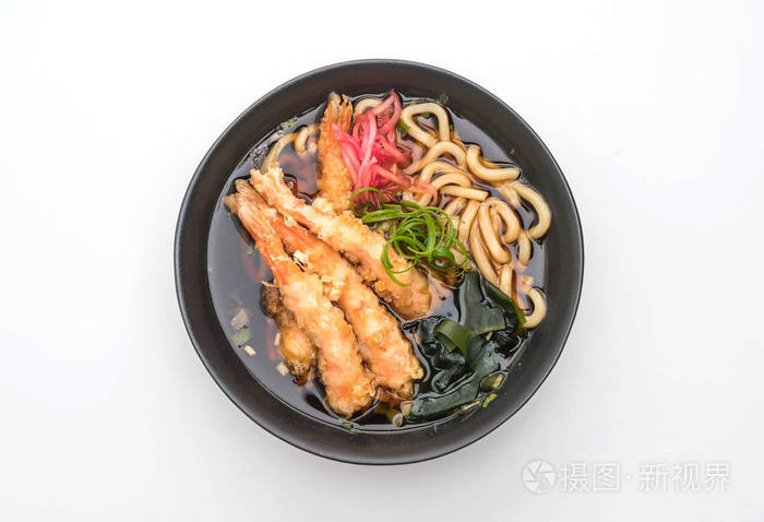 乌冬面拉面配虾天妇罗