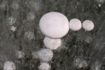 贝加尔湖冰中的甲烷气泡