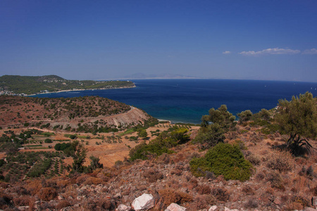 萨罗尼克湾 Aegina 岛海湾景观