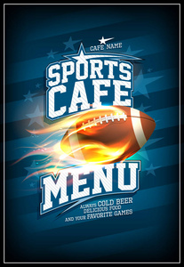 体育咖啡馆菜单卡设计概念与橄榄球球
