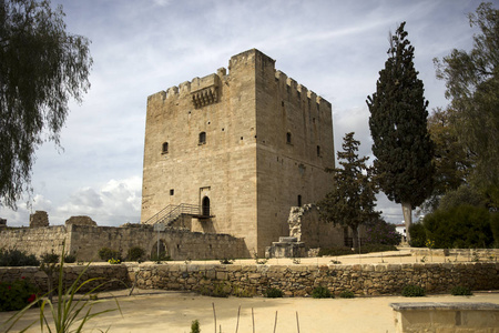 Kolossi 城堡的细节在塞浦路斯, 前十字军堡垒从第十五世纪