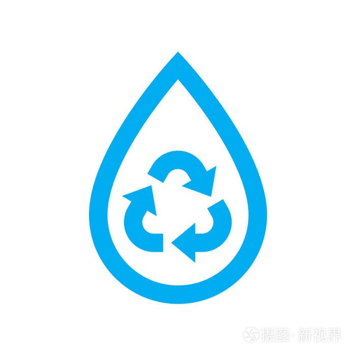 蓝色循环再利用水滴符号