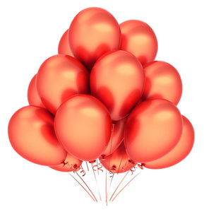 气球党生日快乐装饰橙红色