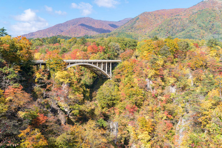 日本宫城县东北部铁路隧道鸣子峡谷峡谷