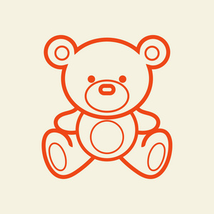 泰迪熊矢量线插图泰迪熊软玩具与心线图标轮廓矢量符号线形象形图隔离