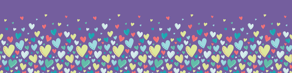 矢量明亮多彩的心紫色无缝边框