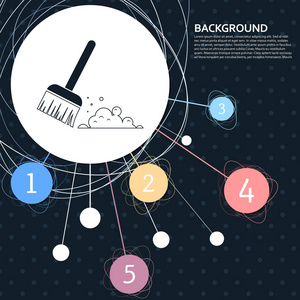 扫帚图标与背景的点和图表风格。矢量