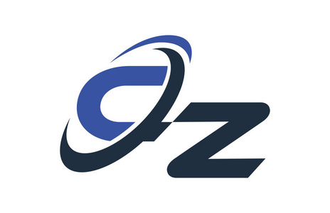 Cz 字母徽标蓝色旋风全球数字业务