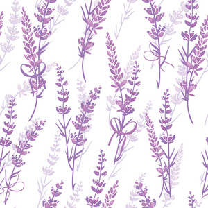 薰衣草花束紫色矢量无缝图案