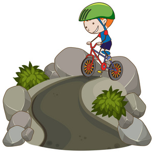 骑山地自行车的小男孩