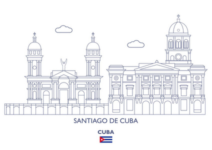 古巴圣地亚哥城市地平线