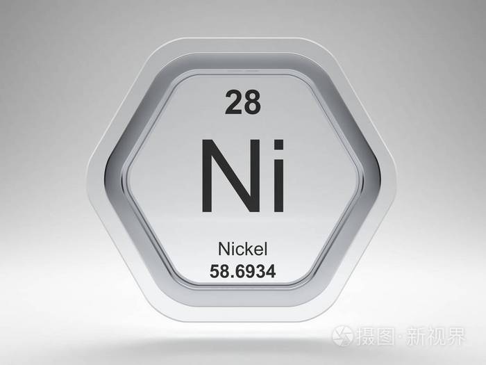 现代玻璃与钢图标周期表中的镍符号