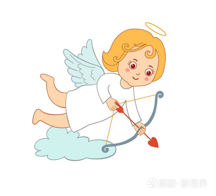 小天使弓箭手与弓和箭头插画-正版商用图片049b23-摄图新视界