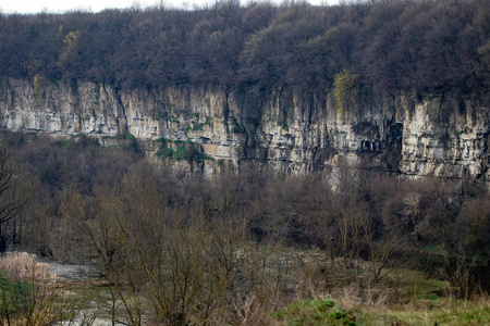 Kamianets Podilskyi Smotrych 河峡谷岩壁墙 Ukrai