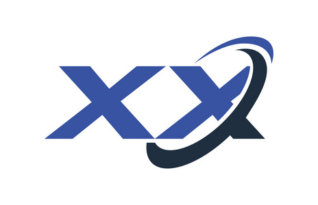 Xx 徽标旋风椭圆蓝色字母矢量概念