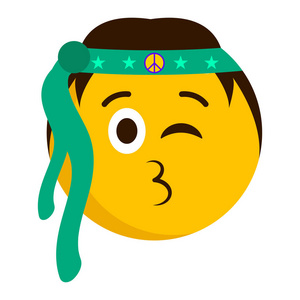 嬉皮 emoji 表情吹一个吻