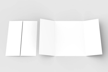 双门折叠垂直小册子模拟软灰色隔离
