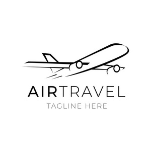 旅游业务的航空旅游标志模板。代理或运输公司品牌元素
