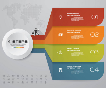 4步现代 Infografics 模板。用于数据演示。Eps 10