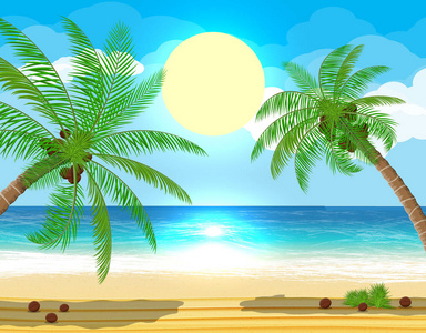 海滩棕榈树景观