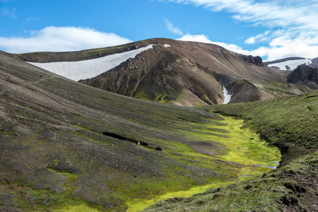 Fjallabak 自然保护区的 Landmannalaugar 山。冰岛