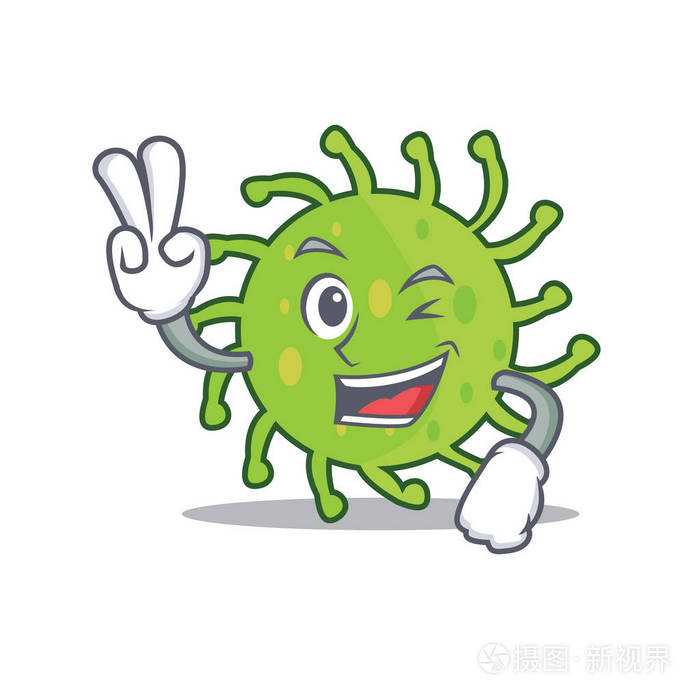 两指绿色细菌卡通人物
