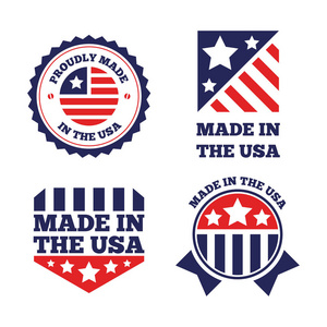 向量集的在美国标签和白色背景上的徽章