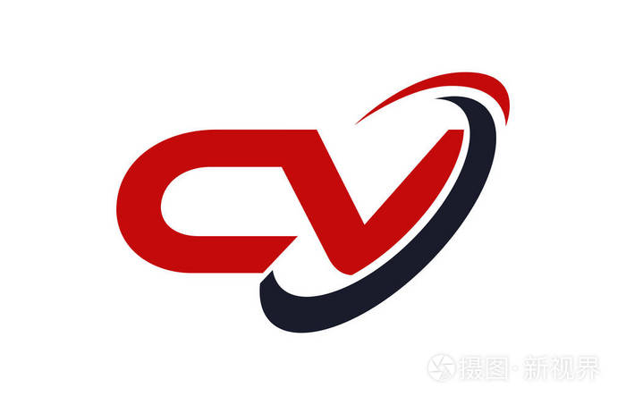 cv 标志旋风椭圆红色字母矢量概念
