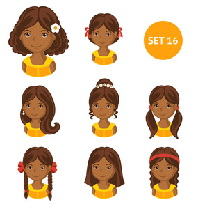 可爱的小非洲女孩以各种各样的头发样式