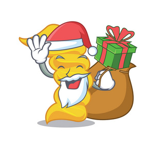 圣诞老人与礼物 fusilli 面食吉祥物卡通