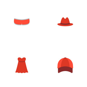 套衣服图标与巴拿马, 棒球帽, 夏装和其他图标平面风格符号为您的 web 移动应用程序徽标设计