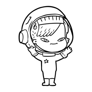 卡通女宇航员的矢量插图