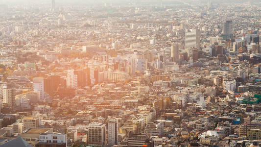 城市拥挤的东京日本鸟瞰图, 市区景观背景