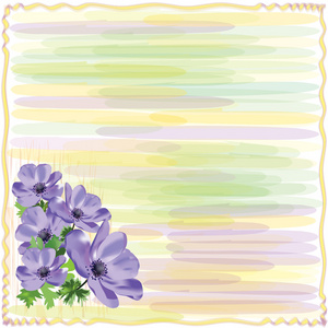 条纹花卉贺卡与海葵水彩设计中