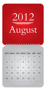 每月的日历，2012 年 8 月