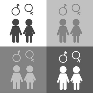 矢量集男人和女人的图标。男人和女人的象征